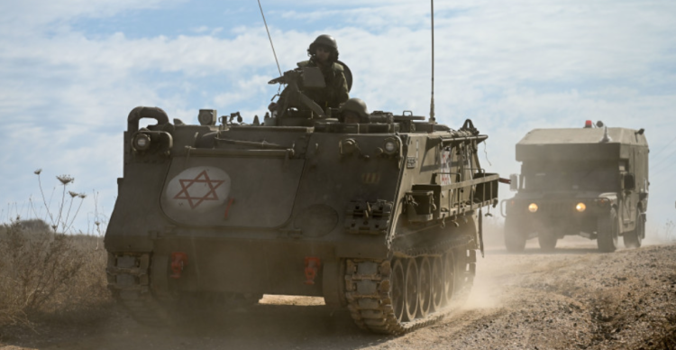 IDF armored and infantry reserve units in military training in Golan Heights before heading South to the Gaza Strip, northern Golan Heights on October 8, 2023 (photo credit: MICHAEL GILADI/FLASH90)
